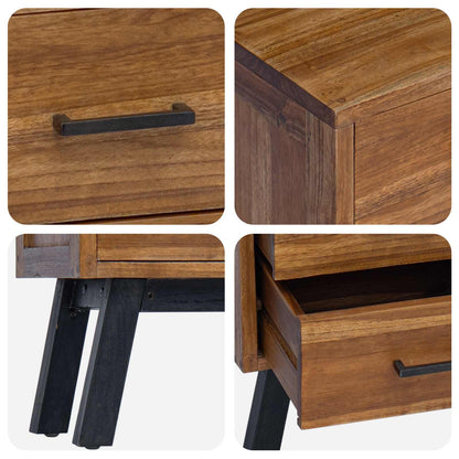 vidaXL Nachttisch mit Schubladen Natur 40 x 35 x 55 cm Massivholz Teak