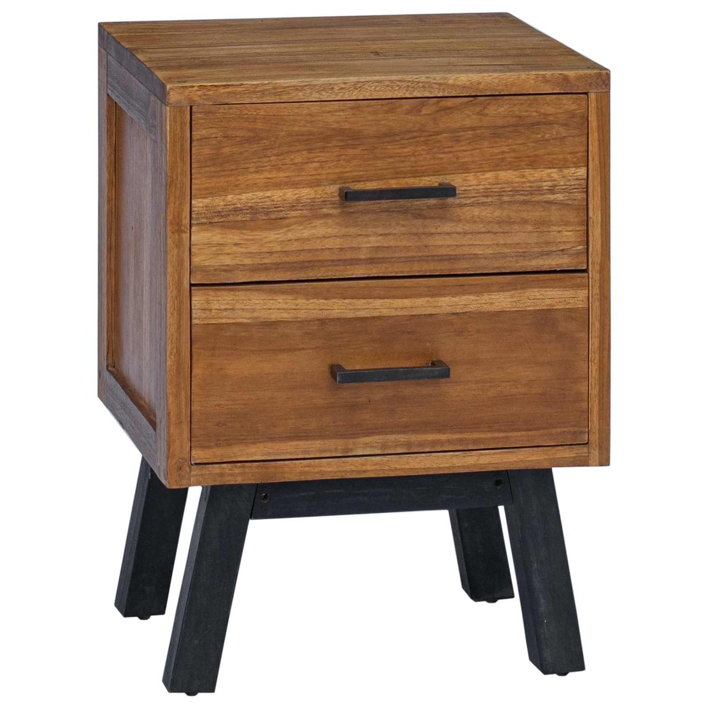 vidaXL Nachttisch mit Schubladen Natur 40 x 35 x 55 cm Massivholz Teak