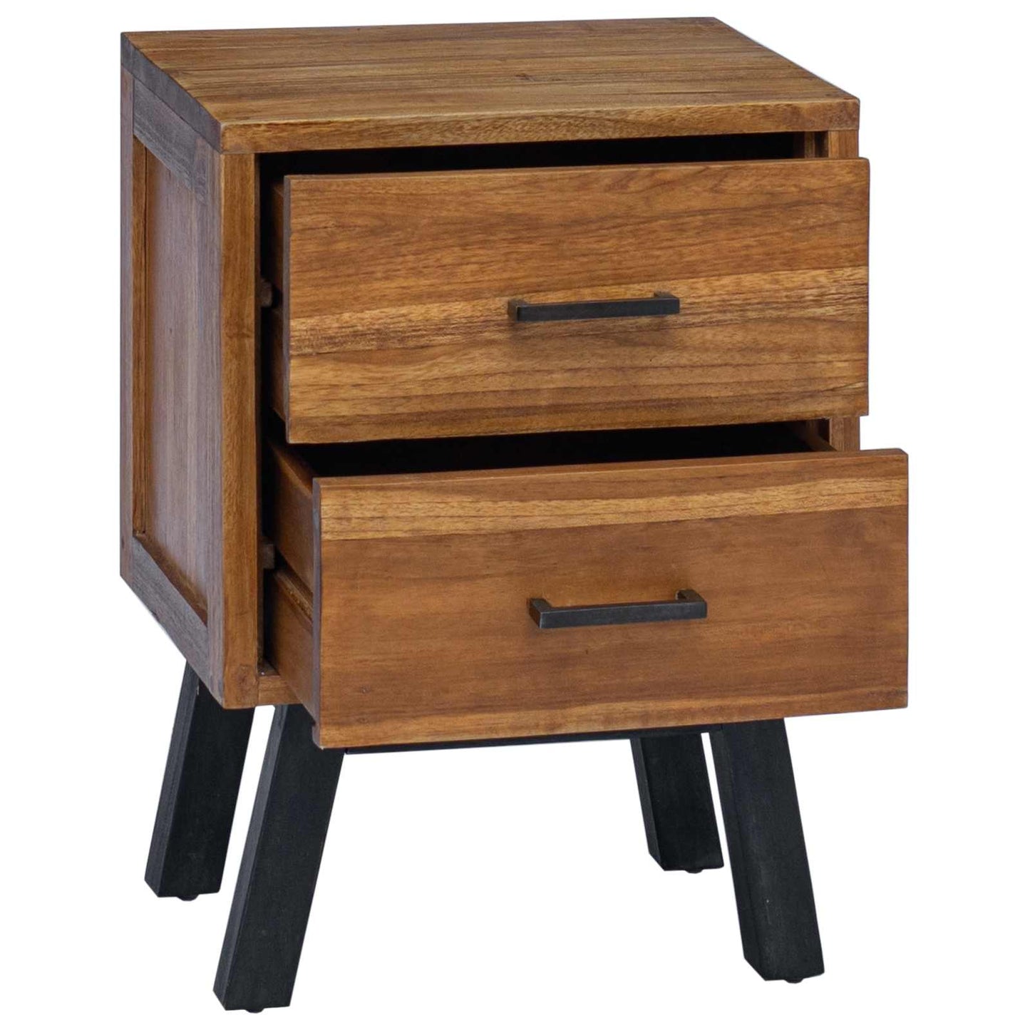 vidaXL Nachttisch mit Schubladen Natur 40 x 35 x 55 cm Massivholz Teak