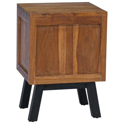 vidaXL Nachttisch mit Schubladen Natur 40 x 35 x 55 cm Massivholz Teak