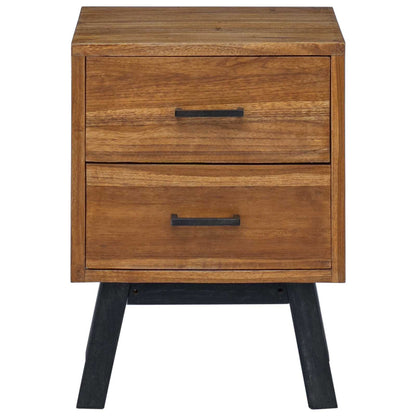 vidaXL Nachttisch mit Schubladen Natur 40 x 35 x 55 cm Massivholz Teak