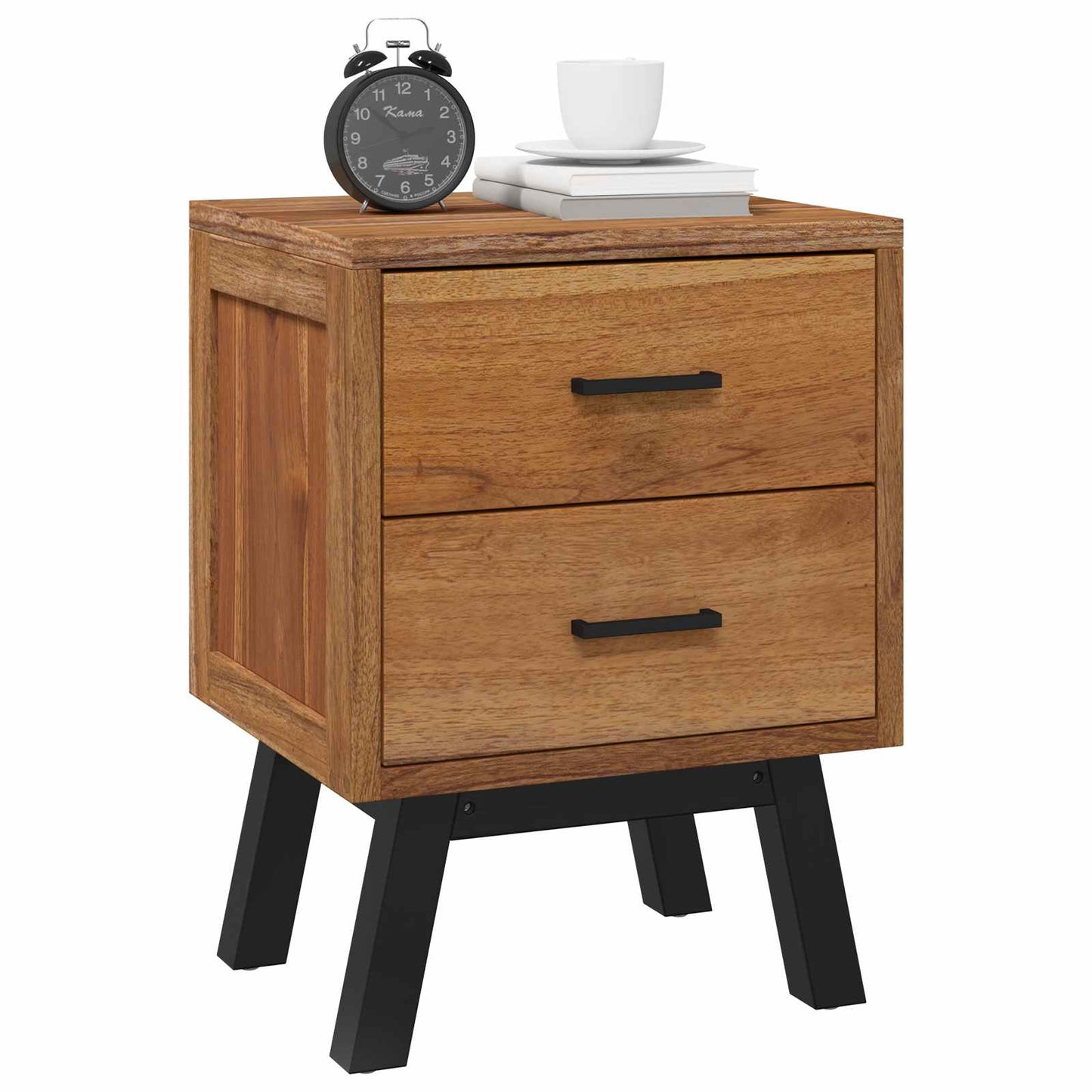 vidaXL Nachttisch mit Schubladen Natur 40 x 35 x 55 cm Massivholz Teak