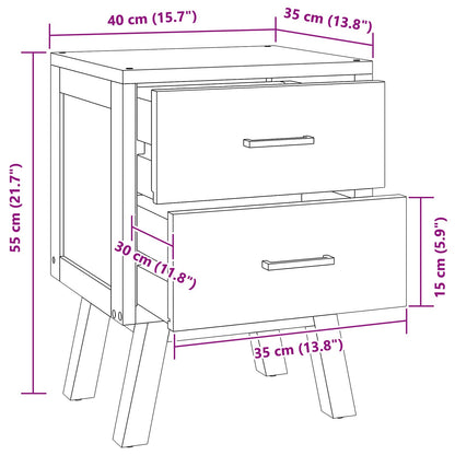 vidaXL Nachttisch mit Schubladen Natur 40 x 35 x 55 cm Massivholz Teak