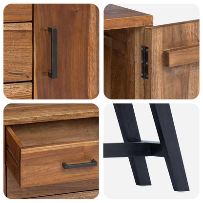 vidaXL TV-Ständer Natur 110 x 30 x 75 cm Massivholz Teak
