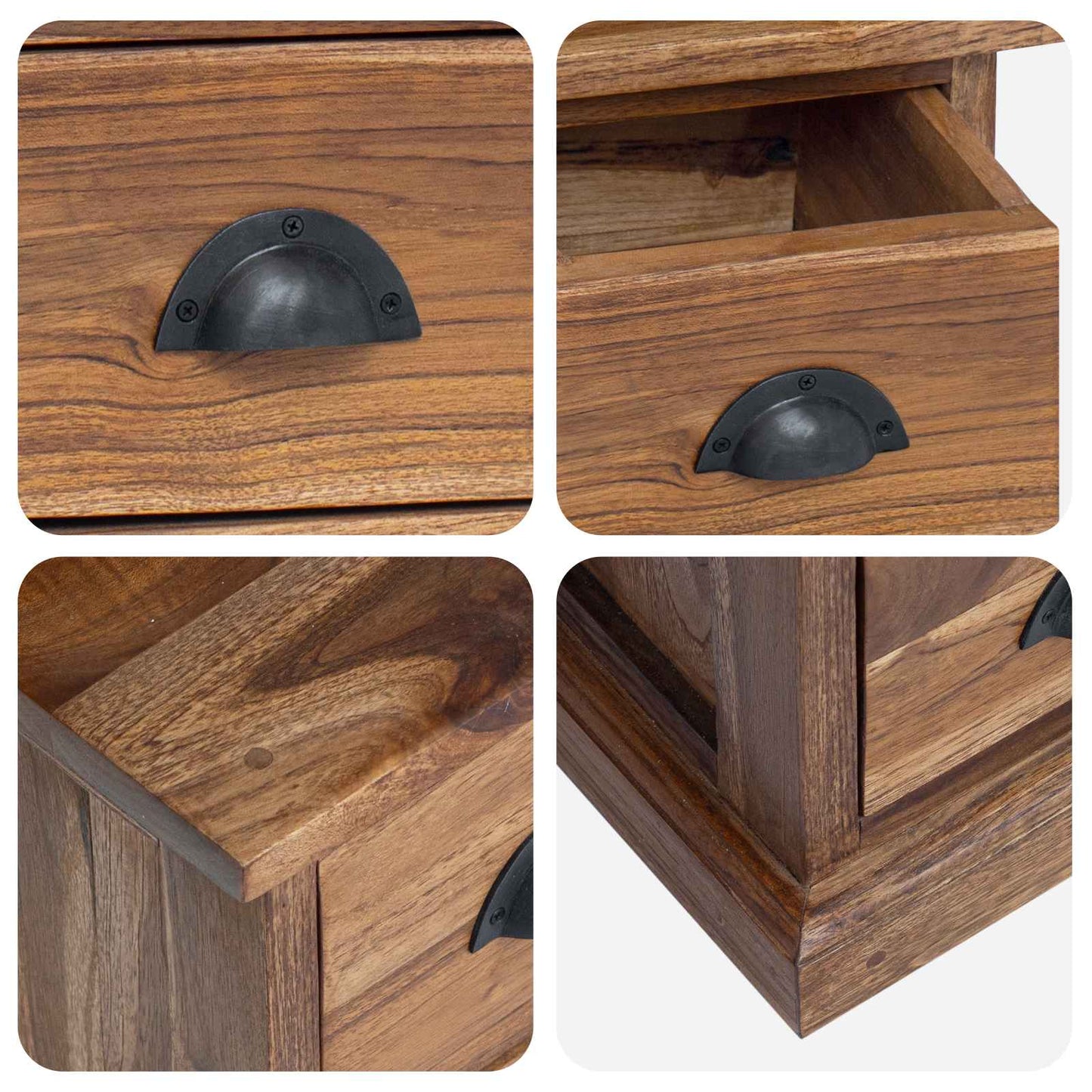 vidaXL TV-Ständer Natur 110 x 30 x 40 cm Massivholz Teak