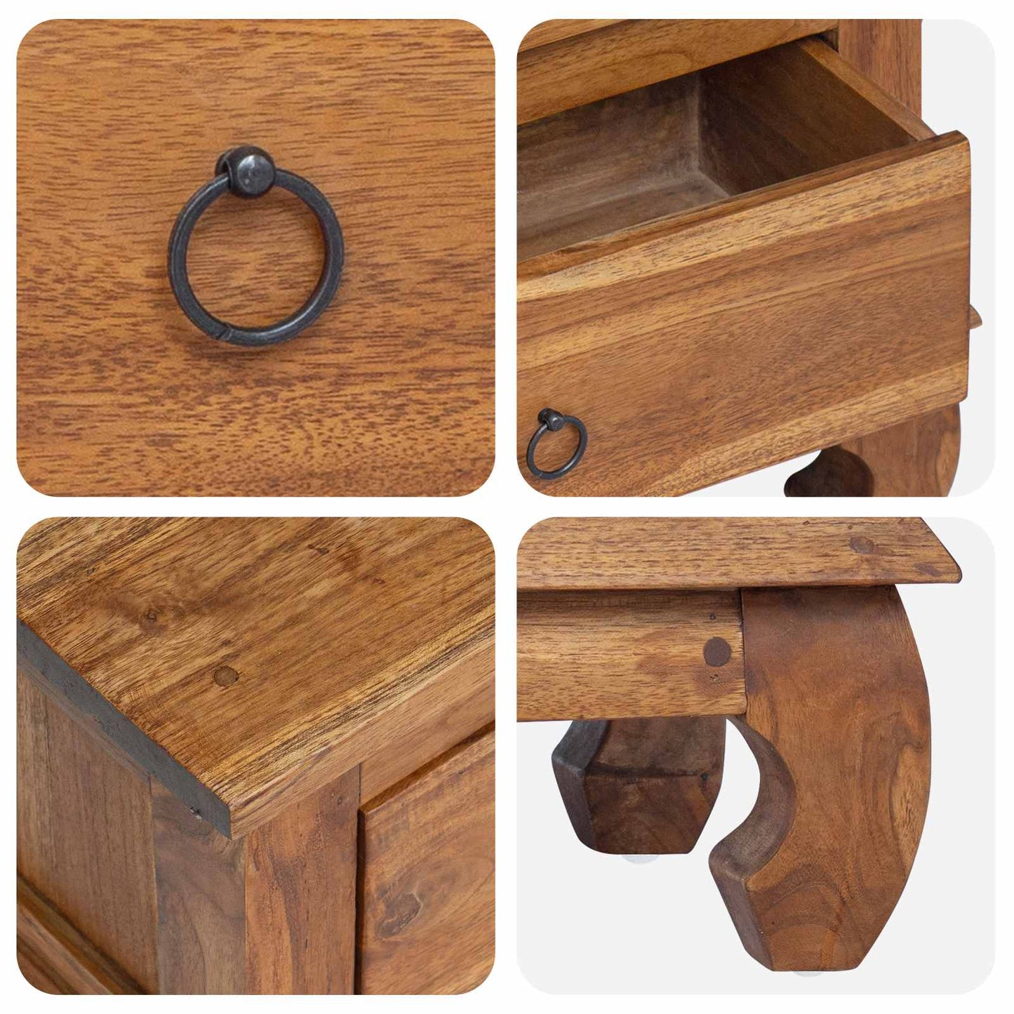 vidaXL TV-Ständer Natur 110 x 35 x 40 cm Massivholz Teak