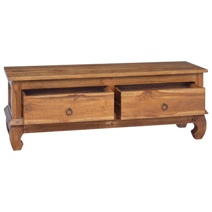 vidaXL TV-Ständer Natur 110 x 35 x 40 cm Massivholz Teak