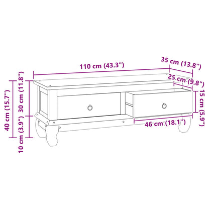 vidaXL TV-Ständer Natur 110 x 35 x 40 cm Massivholz Teak