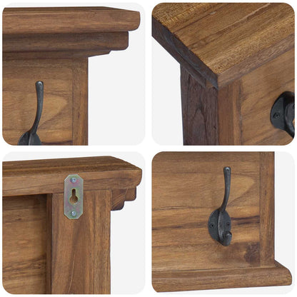 Wandmontierter Kleiderständer Natur 70 x 10 x 20 cm