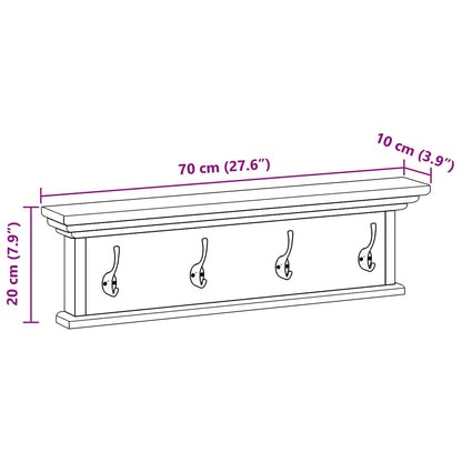 Wandmontierter Kleiderständer Natur 70 x 10 x 20 cm