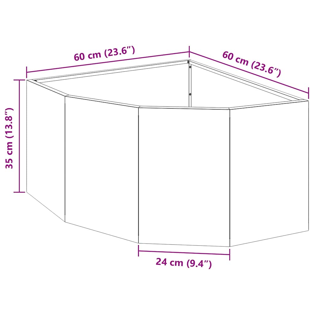 vidaXL Eckpflanzer Anthrazit 60 x 60 x 35 cm Stahl