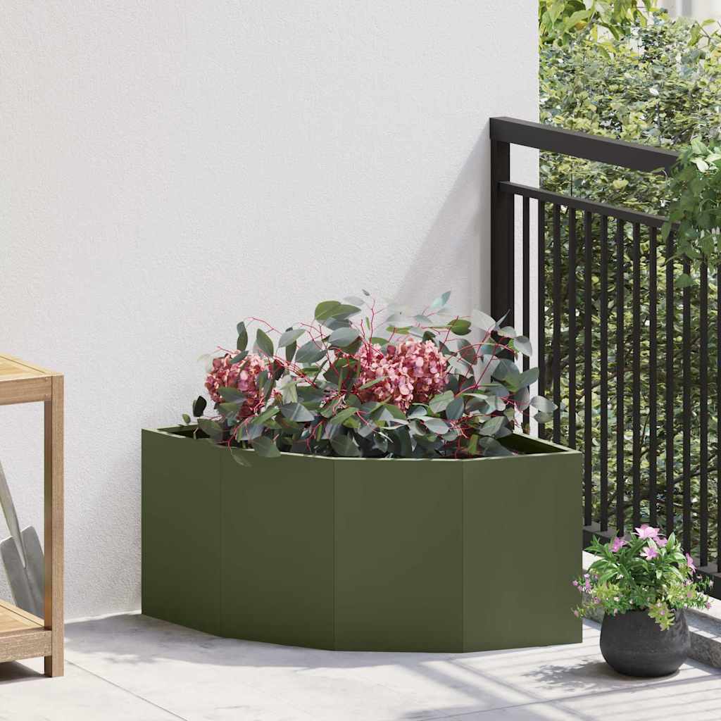 vidaXL Eckpflanzer Olivgrün 60 x 60 x 35 cm Stahl
