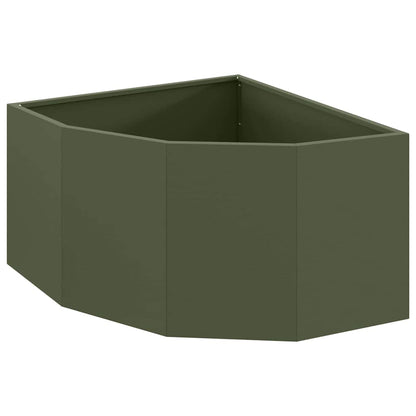 vidaXL Eckpflanzer Olivgrün 60 x 60 x 35 cm Stahl
