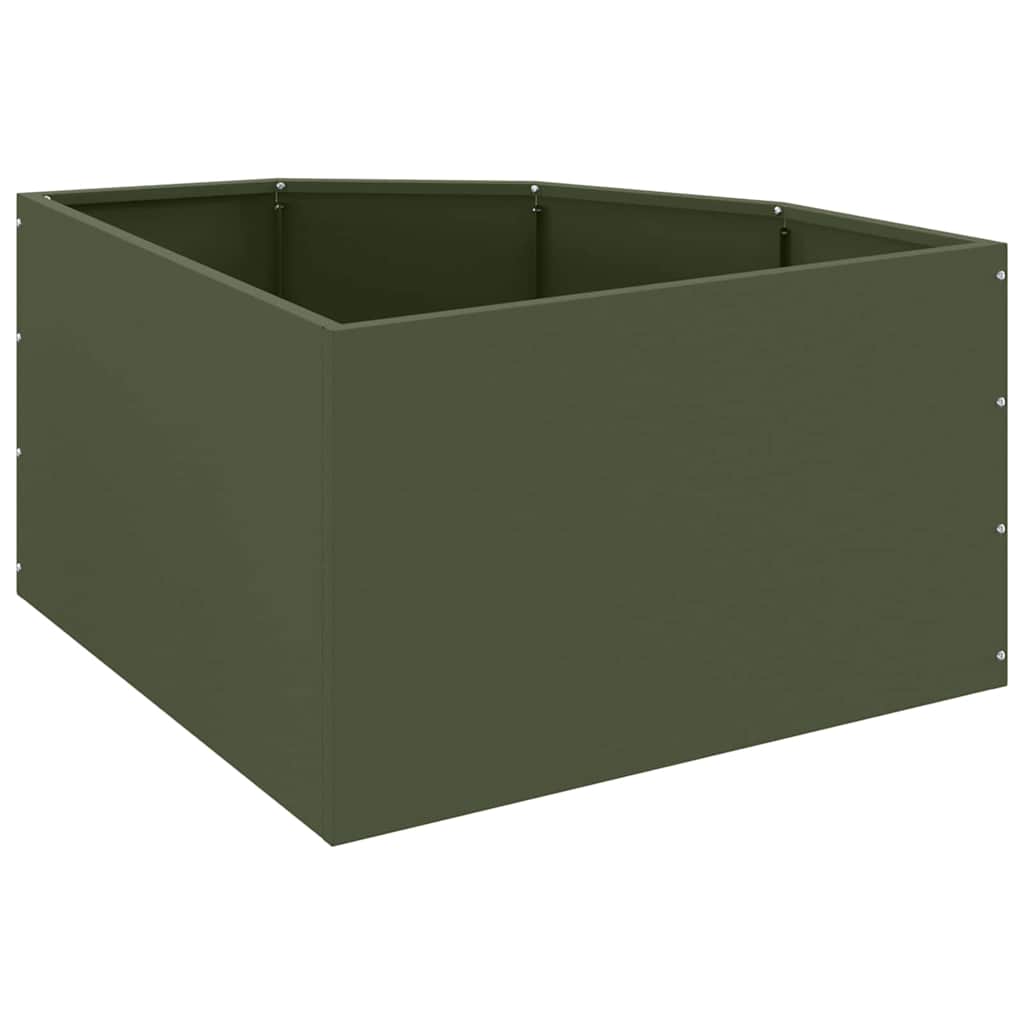 vidaXL Eckpflanzer Olivgrün 60 x 60 x 35 cm Stahl