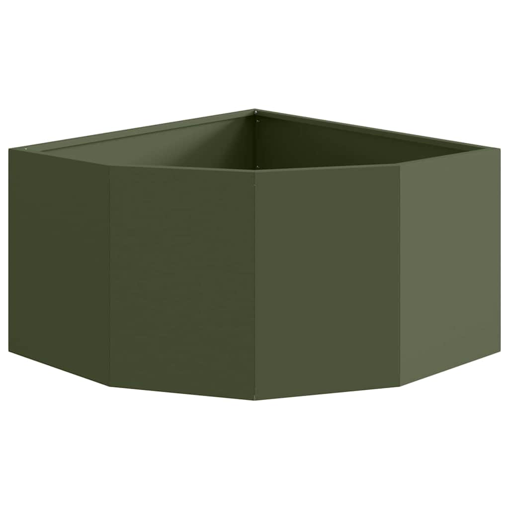 vidaXL Eckpflanzer Olivgrün 60 x 60 x 35 cm Stahl