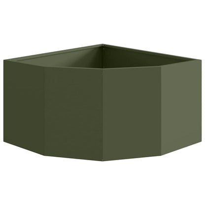 vidaXL Eckpflanzer Olivgrün 60 x 60 x 35 cm Stahl