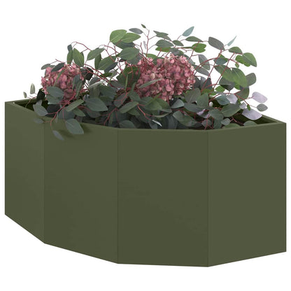 vidaXL Eckpflanzer Olivgrün 60 x 60 x 35 cm Stahl