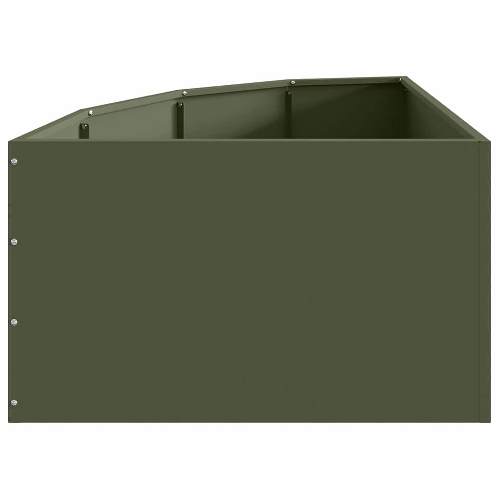vidaXL Eckpflanzer Olivgrün 60 x 60 x 35 cm Stahl