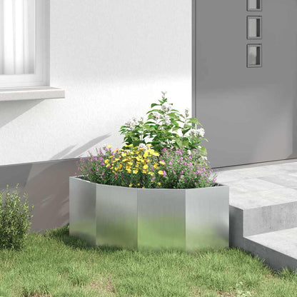 vidaXL Eckpflanzer Silber 60 x 60 x 35 cm Verzinkter Stahl