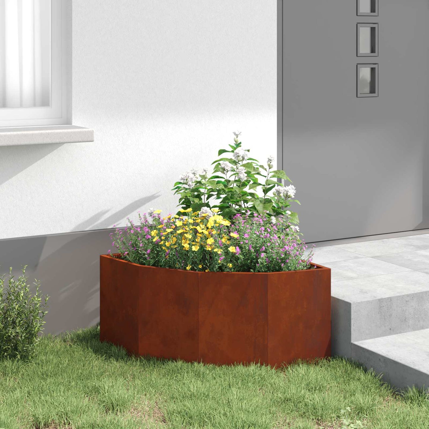 vidaXL Eckpflanzer Rostig 60 x 60 x 35 cm Wetterfeststahl