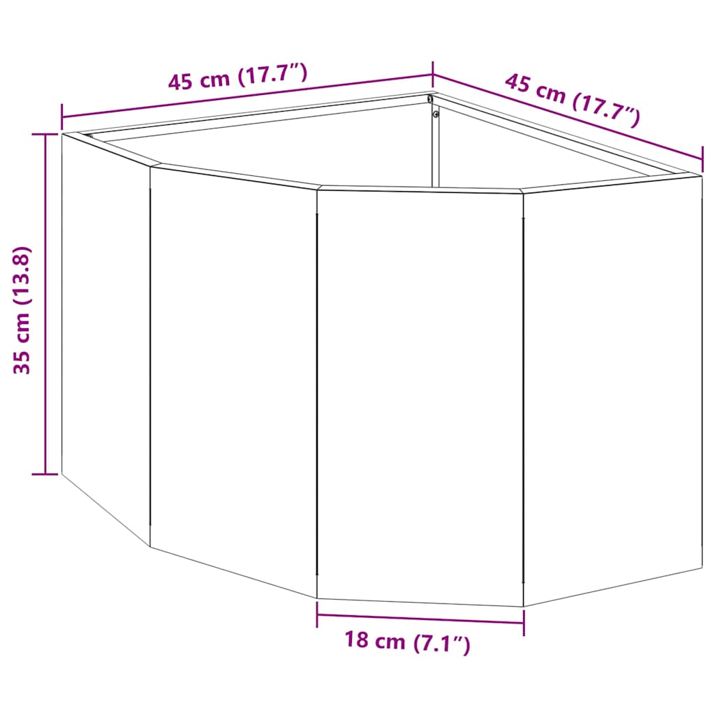 vidaXL Eckpflanzer Anthrazit 45 x 45 x 35 cm Stahl