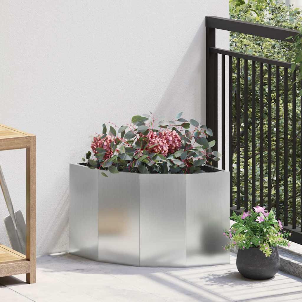 vidaXL Eckpflanzer Silber 45 x 45 x 35 cm Verzinkter Stahl