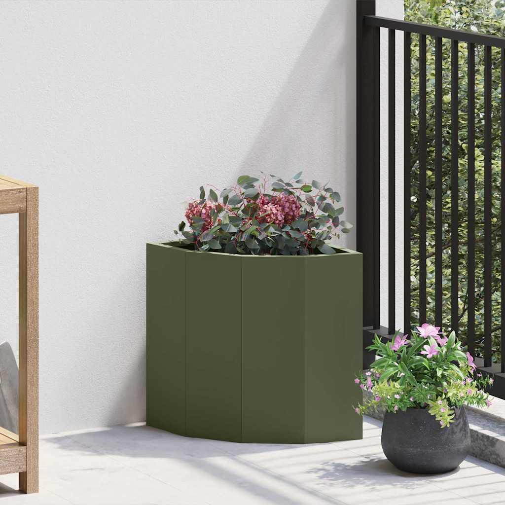 vidaXL Eckpflanzer Olivgrün 30 x 30 x 35 cm Stahl