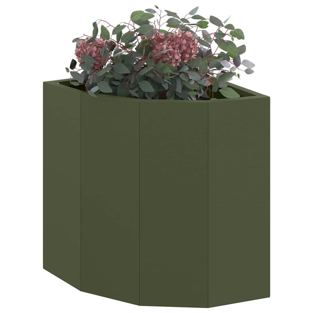 vidaXL Eckpflanzer Olivgrün 30 x 30 x 35 cm Stahl