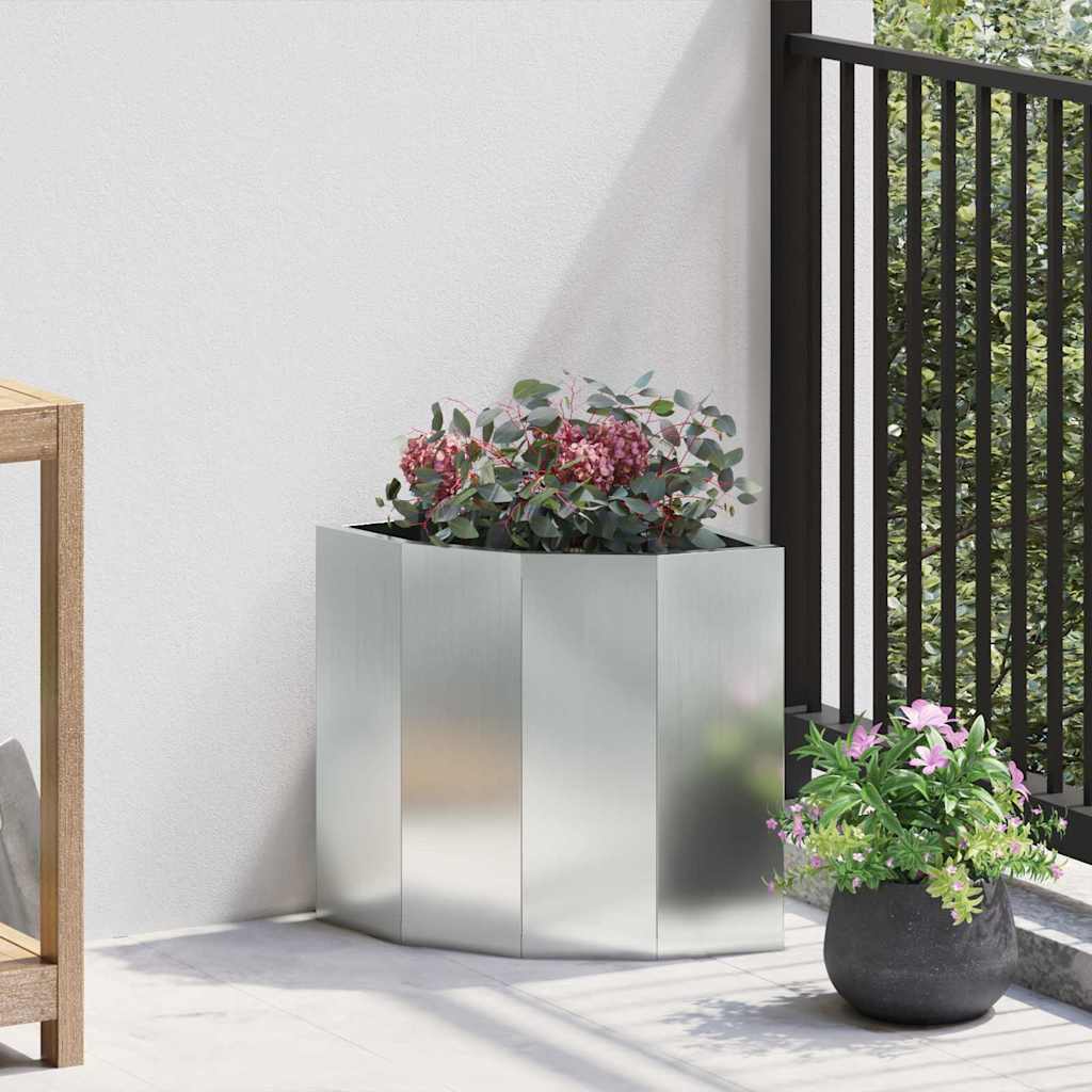 vidaXL Eckpflanzer Silber 30 x 30 x 35 cm Verzinkter Stahl