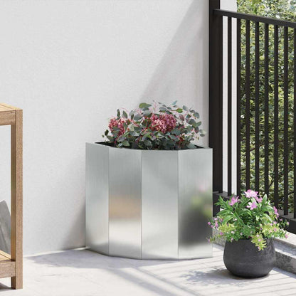 vidaXL Eckpflanzer Silber 30 x 30 x 35 cm Verzinkter Stahl