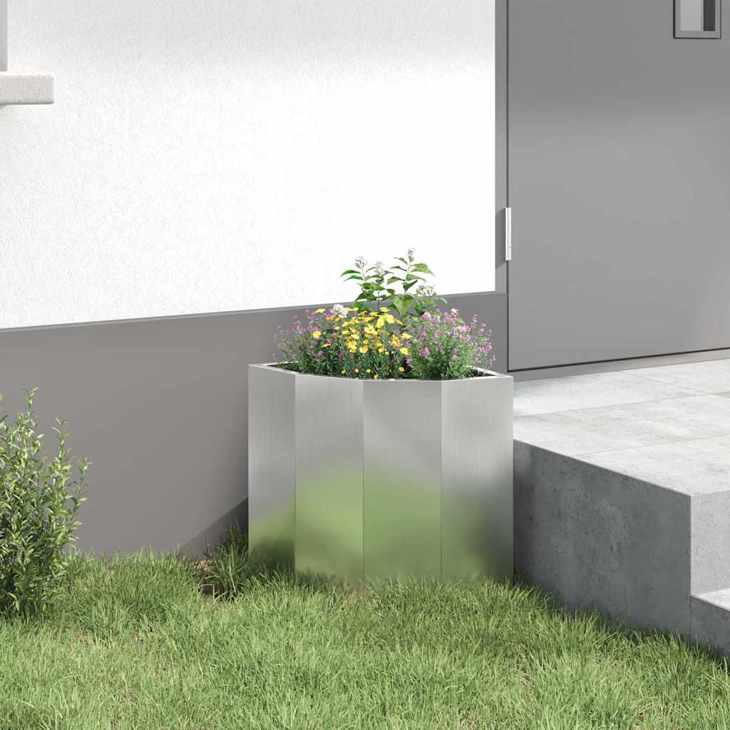 vidaXL Eckpflanzer Silber 30 x 30 x 35 cm Verzinkter Stahl