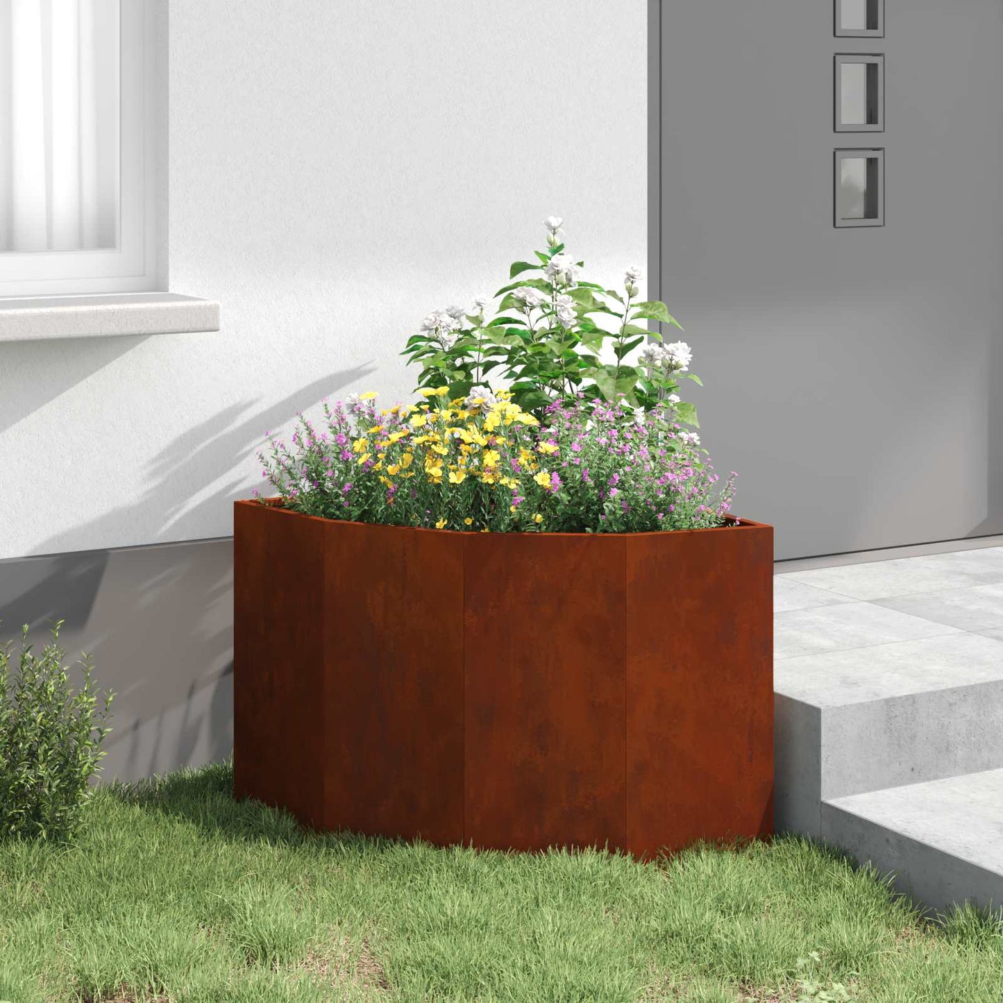 vidaXL Eckpflanzer Rostig 60 x 60 x 50 cm Wetterfeststahl