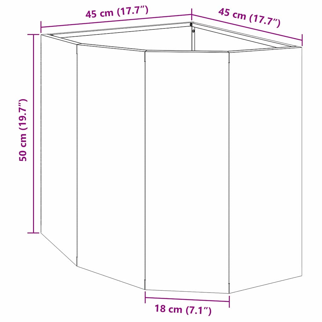 vidaXL Eckpflanzer Weiß 45 x 45 x 50 cm Stahl
