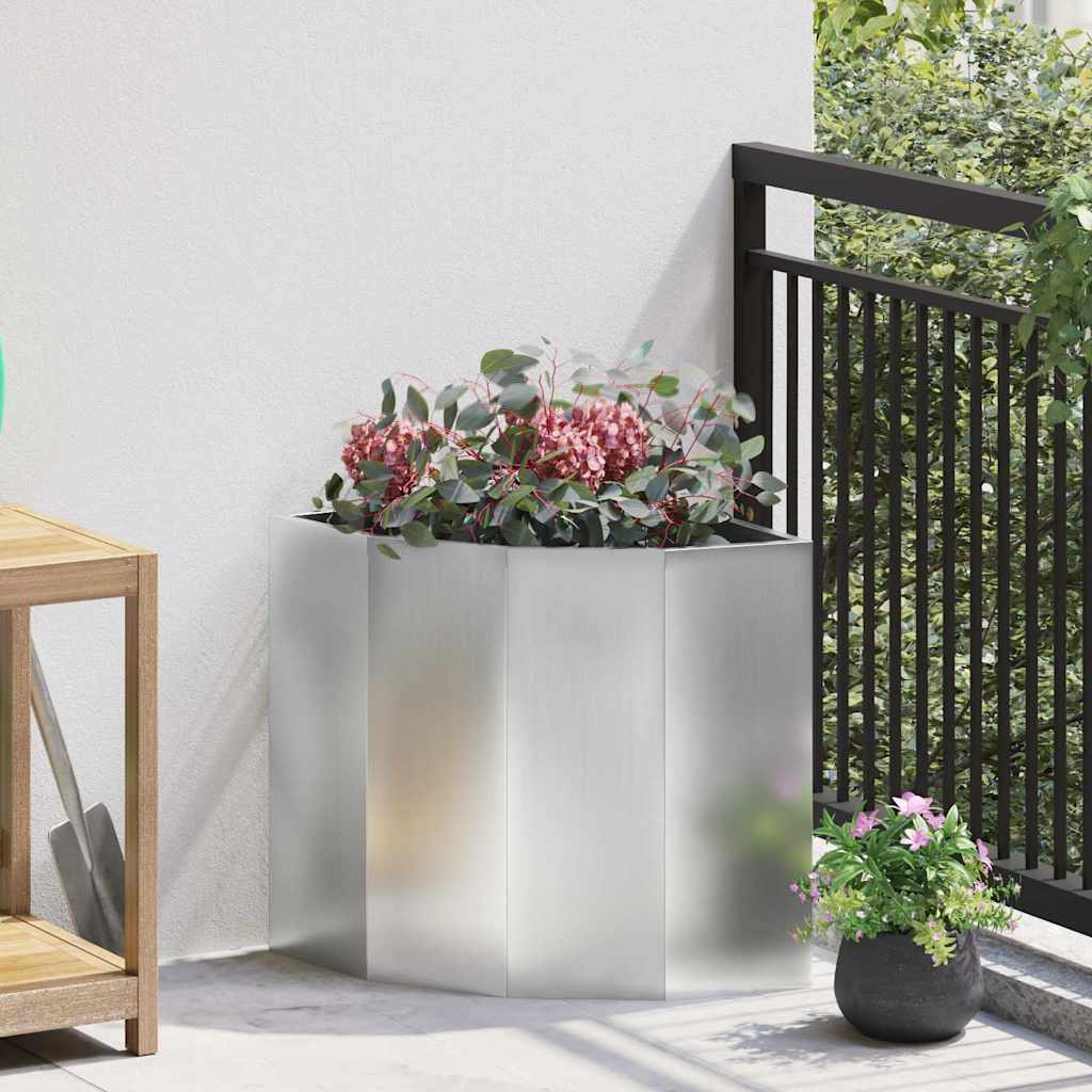 vidaXL Eckpflanzer Silber 45 x 45 x 50 cm Verzinkter Stahl