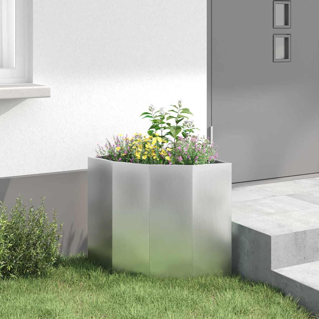 vidaXL Eckpflanzer Silber 45 x 45 x 50 cm Verzinkter Stahl