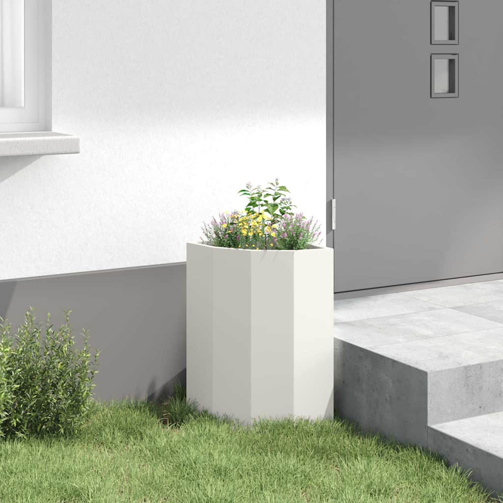 vidaXL Eckpflanzer Weiß 30 x 30 x 50 cm Stahl