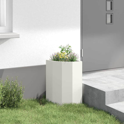 vidaXL Eckpflanzer Weiß 30 x 30 x 50 cm Stahl