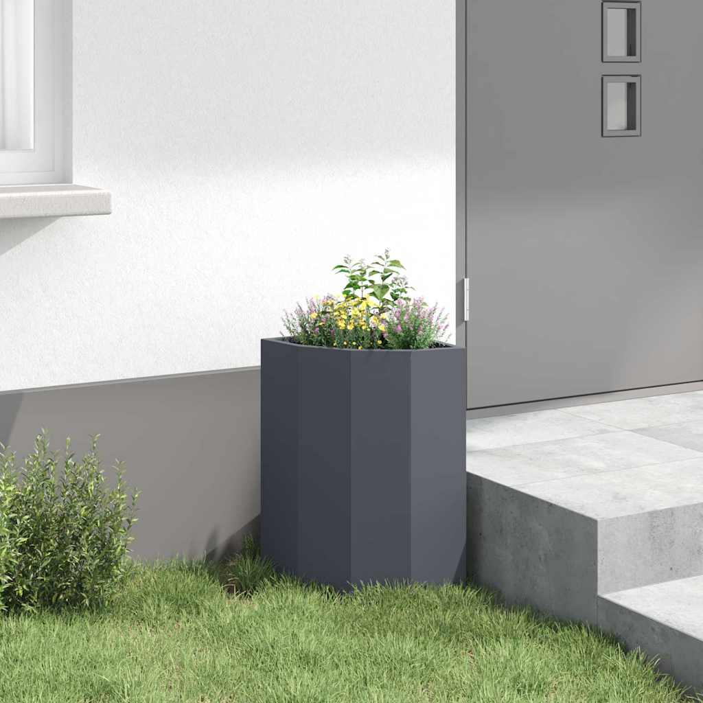 vidaXL Eckpflanzer Anthrazit 30 x 30 x 50 cm Stahl