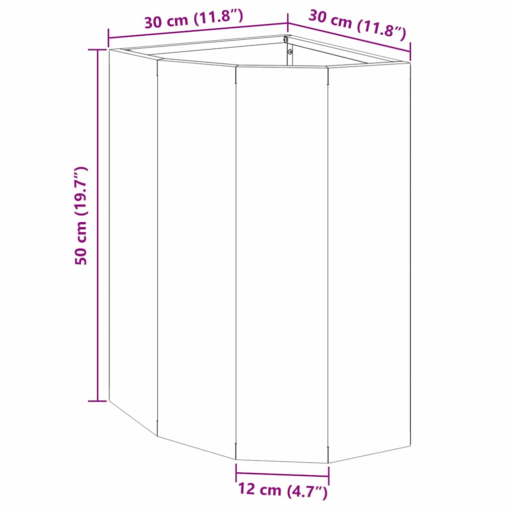 vidaXL Eckpflanzer Silber 30 x 30 x 50 cm Verzinkter Stahl