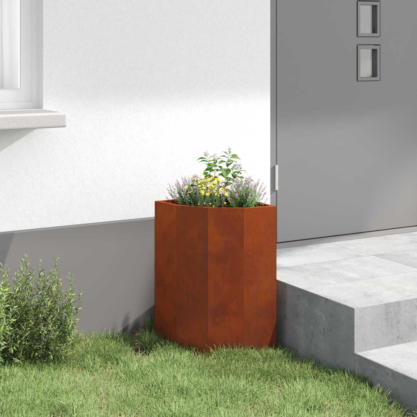 vidaXL Eckpflanzer Rostig 30 x 30 x 50 cm Wetterfeststahl