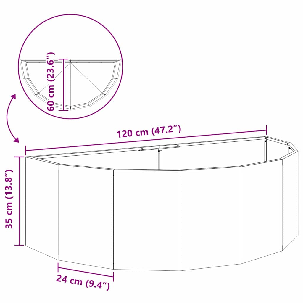 vidaXL Pflanzkübel Anthrazit 120 x 60 x 35 cm Stahl