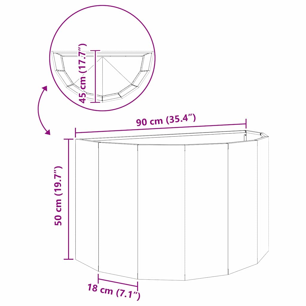 vidaXL Jardinière vert olive 90 x 45 x 50 cm acier