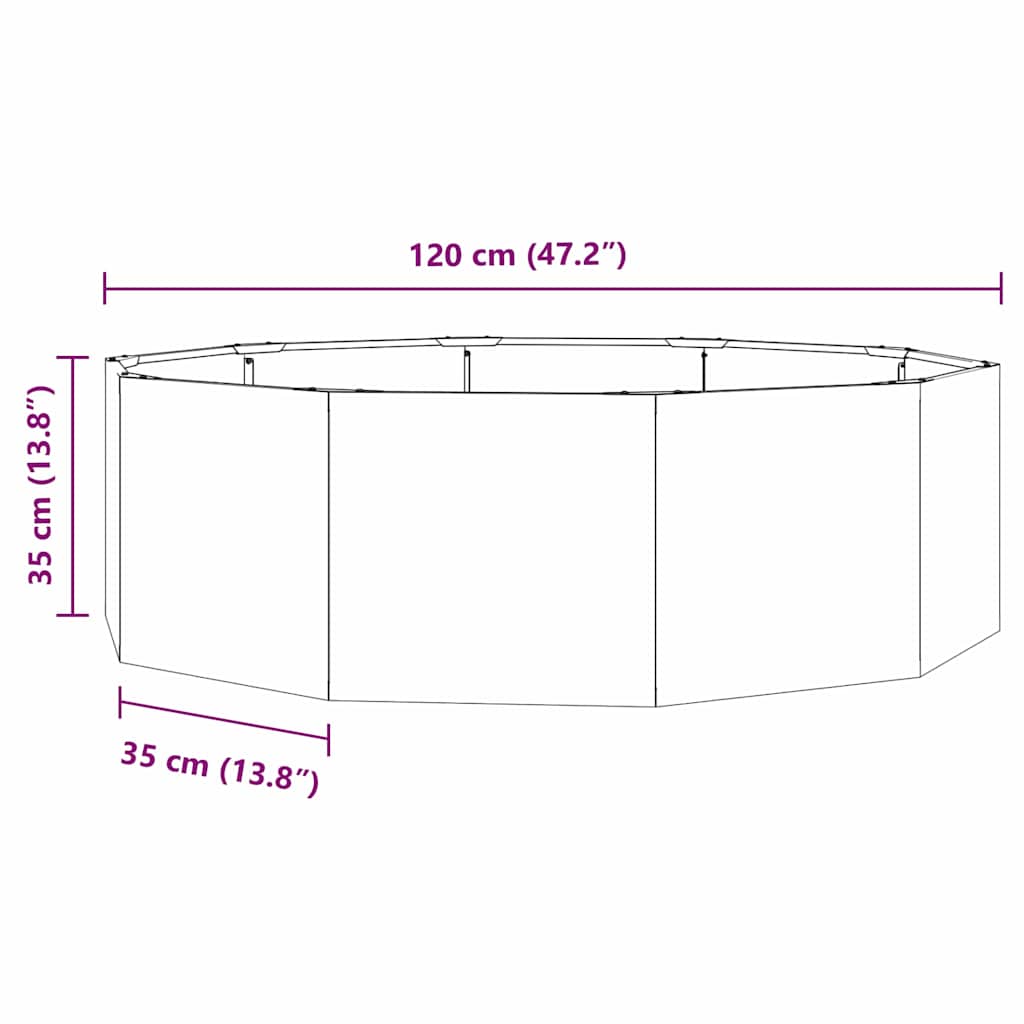 vidaXL Pflanzkübel Rostig 120 x 120 x 35 cm Wetterfeststahl