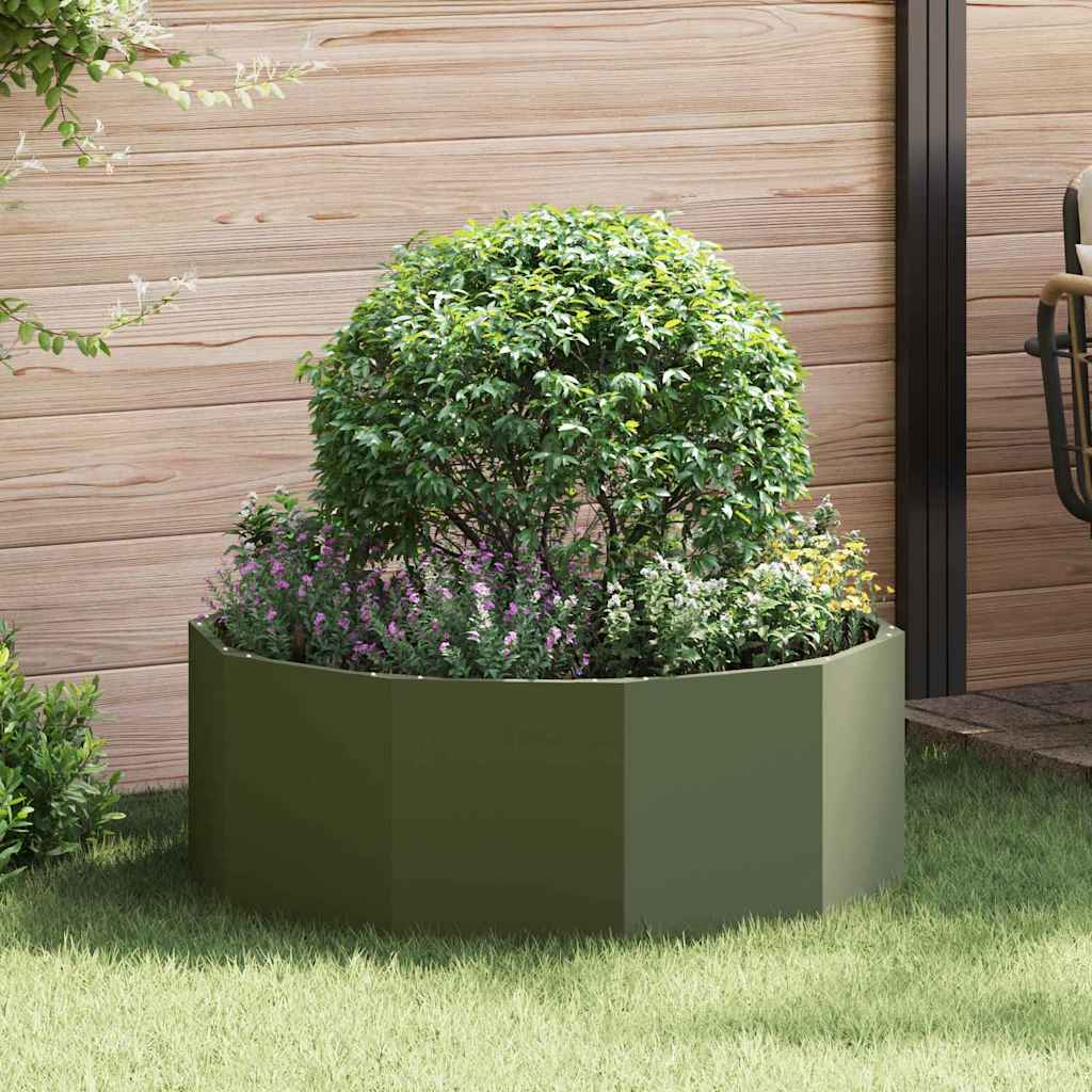 vidaXL Pflanzkübel Olive Grün 90 x 90 x 35 cm Stahl