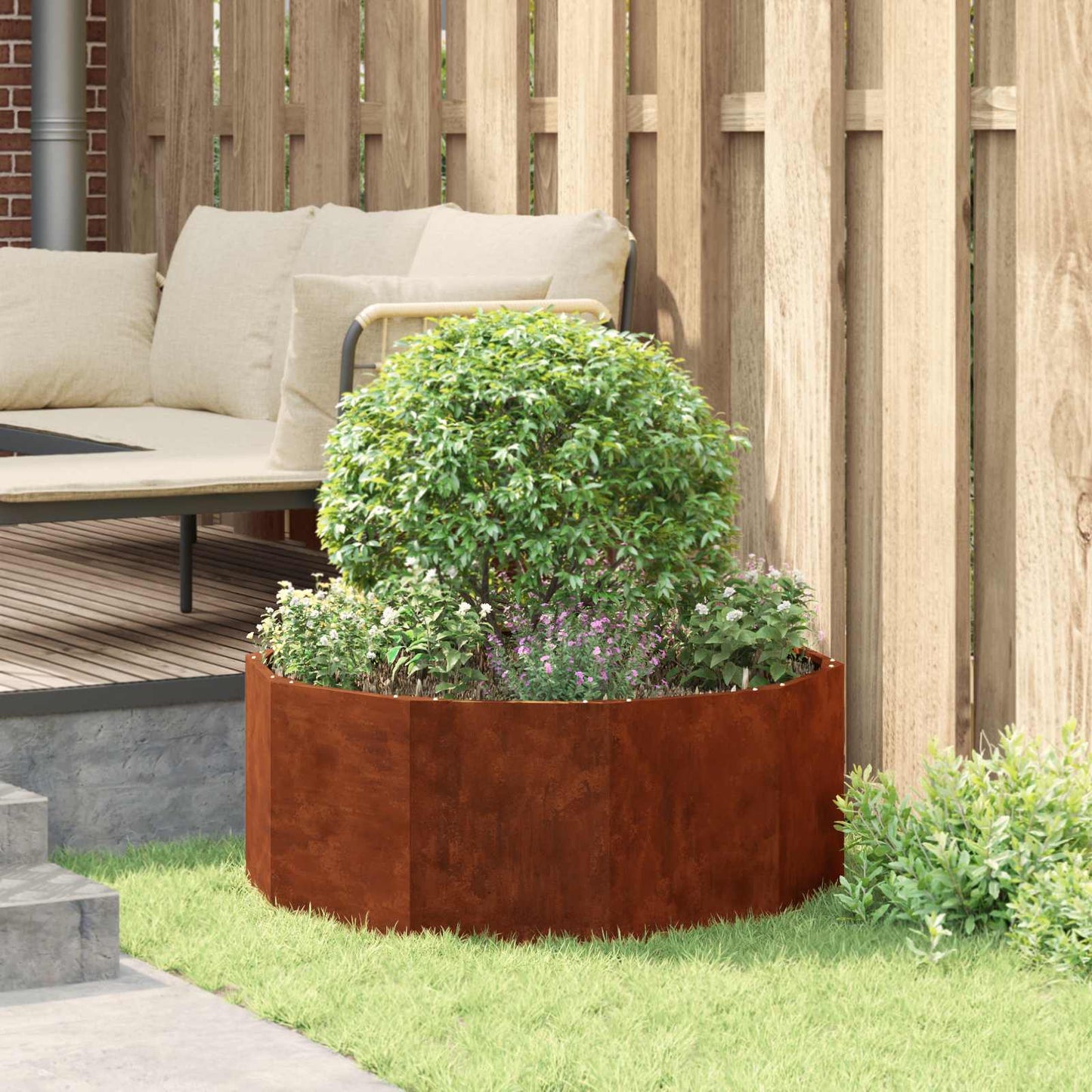 vidaXL Pflanzkübel Rostig 90 x 90 x 35 cm Wetterfeststahl