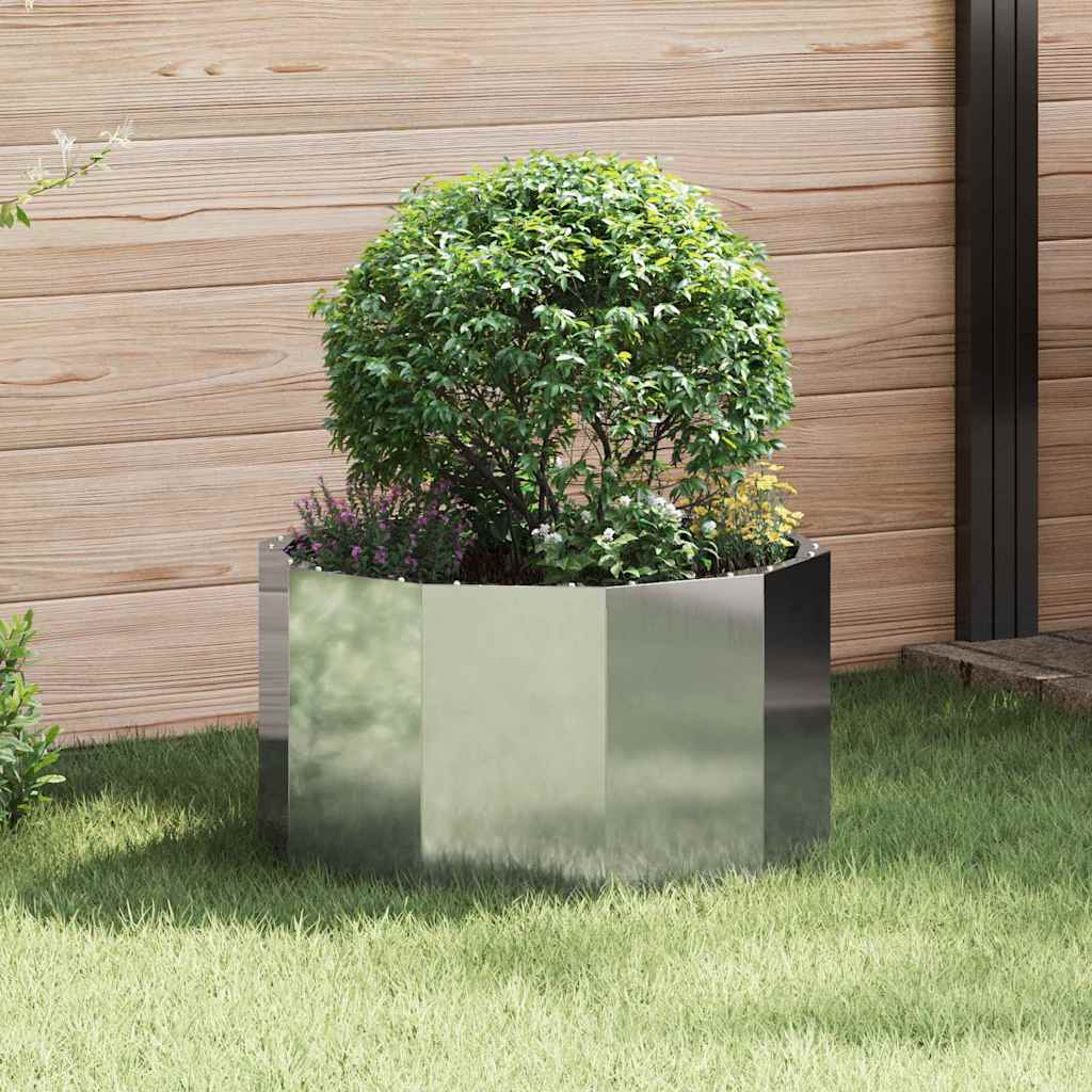 vidaXL Pflanzkübel Silber 60 x 60 x 35 cm Verzinkter Stahl