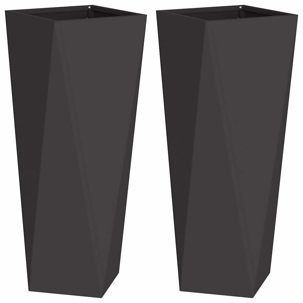 vidaXL Jardinières 2 pcs Noir 30 x 30 x 75 cm Acier