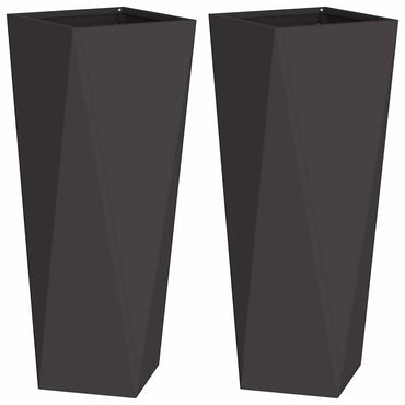 vidaXL Jardinières 2 pcs Noir 30 x 30 x 75 cm Acier