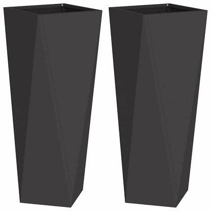 vidaXL Jardinières 2 pcs Noir 30 x 30 x 75 cm Acier