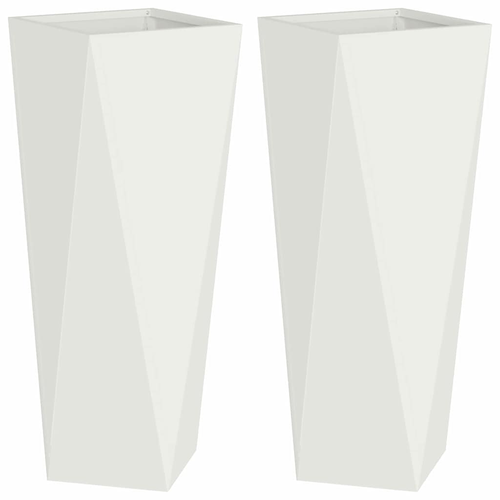 vidaXL Pflanzkübel 2 pcs Weiß 30 x 30 x 75 cm Stahl